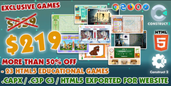 Educational Game Bundle #01 – 23 HTML5 Games – (Construct 2 or 3 source-code)