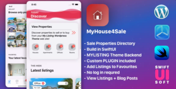 MyHouse4Sale – Real Estate IOS Companion App for MyListing. WordPress Backend + Plugin