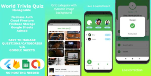 World Trivia Quiz – Flutter Full Application with Google Sheets Source