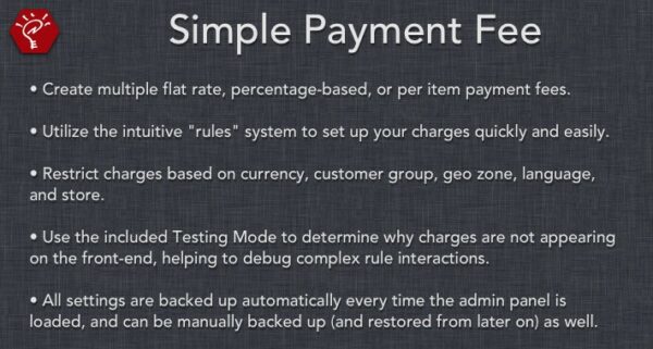 Simple Payment Fee Opencart Extension
