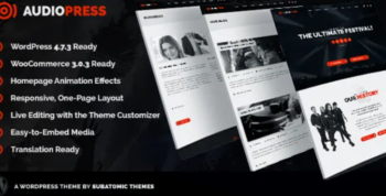 Audiopress – A WordPress Theme for Music Festivals and Bands