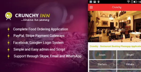 Crunchy v5.0 Restaurant Booking Phonegap Application
