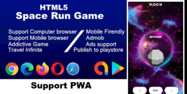 HTML5 Space run game, support PWA & all browser