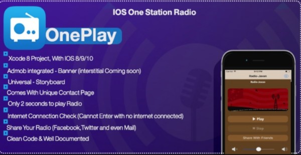 OnePlay – One Station Radio App(objective c)