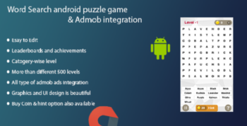 Word Search android puzzle game + Admob integration