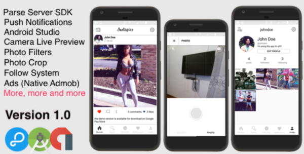 Instapics v1.1 More than just a photo sharing App (Parse Server)