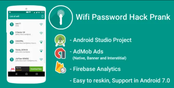WiFi Password Hack Prank With Admob Ads + Google Analytics + Firebase Integration