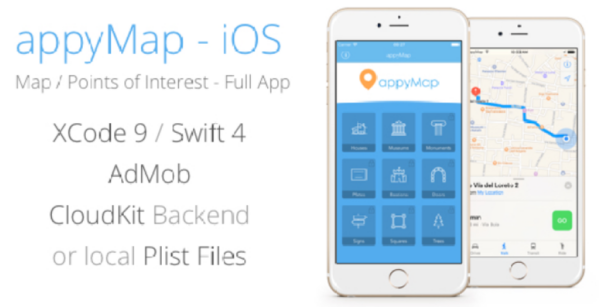 appyMap v1.8 iOS 11 Points of Interest Map – Location Based App – Swift 4 / Xcode 9