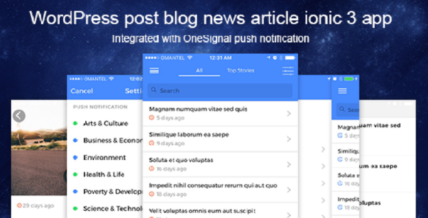 WordPress Post Blog News Article Ionic App – Ionic 3 Full Application
