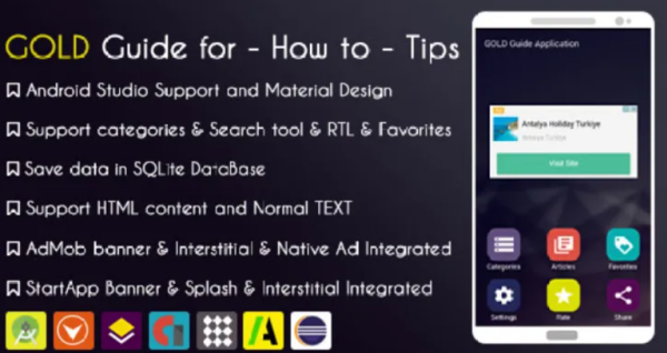 Gold Guide for – How to – Tips App with Admob + Native Ad + StartApp