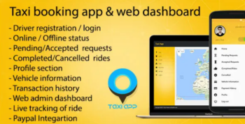 Taxi booking app & web dashboard, complete solution v2.0