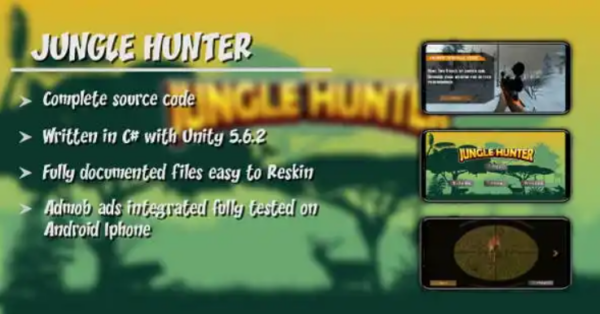 Jungle Animal Hunter Game – Sniper Hunting – Unity 5.6.2 complete Source code – Admob Integrated