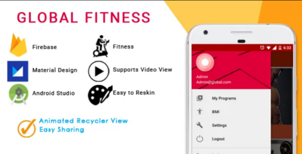 Multipurpose Android Fitness/body building application with Material Design and Firebase