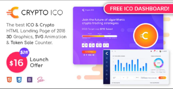 Crypto ICO v1.1 Cryptocurrency Website Landing Page HTML + Dashboard