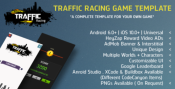 Traffic Racing IAP + AdMob Ads + HeyZap Reward Video XCode Project