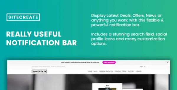 SiteCreate v1.0.3 Really Useful Notification Bar for WordPress