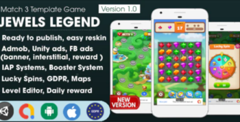 Jewels Legend – Match 3 Game Unity Template