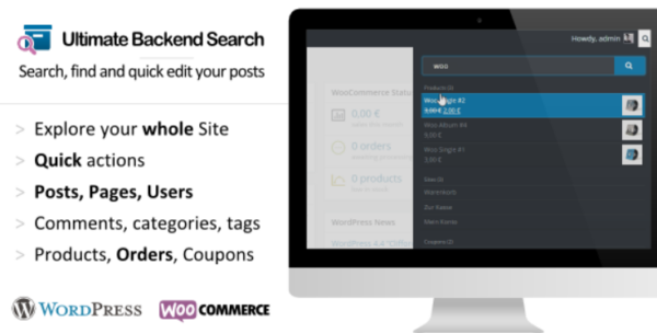 WordPress Real Dashboard Search v1.1.4 AJAX backend search
