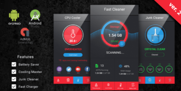 Fast Cleaner, Fast Charger & Battery Saver with Admob Ads