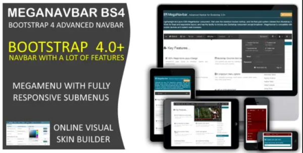 MegaNavbar BS4. (v 1.0.2) Advanced Mega Menu (navbar) for Bootstrap 4