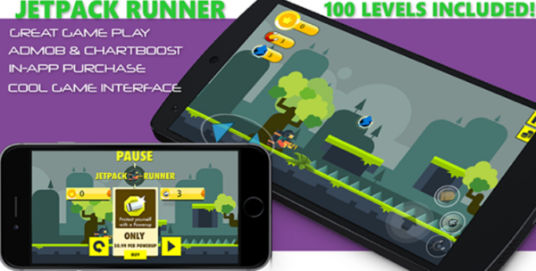 Jetpack Runner Buildbox Game Template – 100 Levels – Admob – Chartboost – IAP