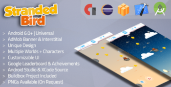 Stranded Bird v2 Admob + Multiple Worlds & Characters (Android + iOS + Buildbox Included)