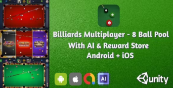 Billiards Multiplayer – 8 Ball Pool With AI & Reward Store – Google AdMob – Unity Ads – Android+iOS