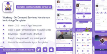 Workezy – Handyman Service Booking App template – ionic 4 – Android App + iOS App