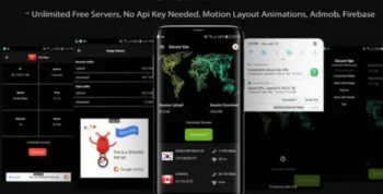 Secure VPN (Unlimted Free Servers + Admob + Motion Layout)