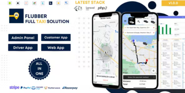 Flubber – Taxi Cab Full Solution with Customer and Driver Flutter App, Web and Admin Laravel Panel 1.0.2