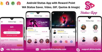 Android Status App With Reward Point (WA Status Saver + Video/Image/GIF/Quotes + Earn points)