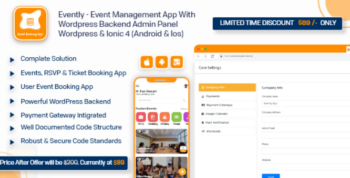 Evently – Event Calendar Mobile App Full Working Solution With WordPress Backend like Eventon