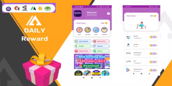 Daily Reward – Advanced Android Earning App ( Admob , Facebook bidding, StartApp, Unity Ads)