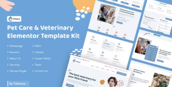 Finary – Pet Care & Veterinary Elementor Template Kit
