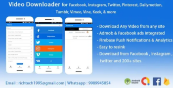Video Downloader for Facebook Instagram Twitter Pinterest Dailymotion Tumblr Vimeo Vine Keek