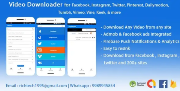 Video Downloader for Facebook Instagram Twitter Pinterest Dailymotion Tumblr Vimeo Vine Keek
