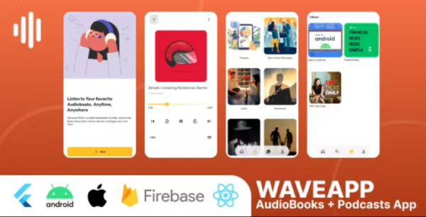 WaveApp-Flutter AudioBook and Podcast App with Admin using Firebase 1.5