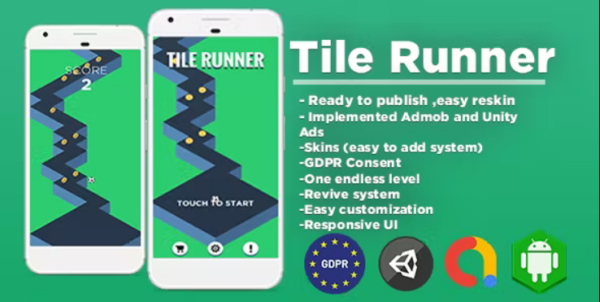 Tile Runner - Unity Template (Admob Ads +Unity Ads+ GDPR Consent) 18 April 2023