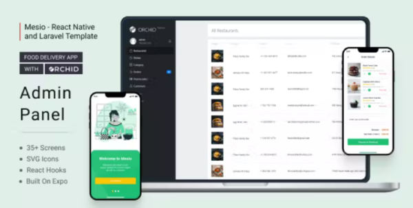 Mesio – Food Delivery App with Laravel Orchid Admin Panel