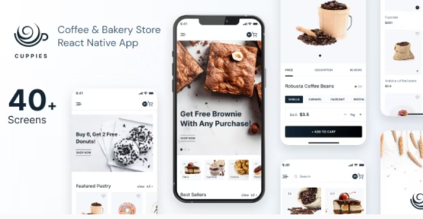 Cuppies - Coffee & Bakery Store React Native App Expo 48.0.18