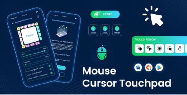 Mouse Cursor Touchpad - Quick Cursor - One-Handed Mode - Remote Mouse - Touchpad for Big Phone Tab