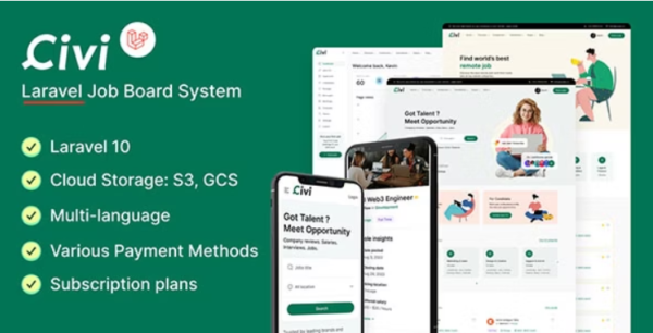 Civi - Theme for JobCore Laravel Job Board CMS