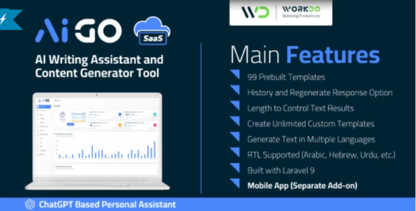 AIGo SaaS - AI Writing Assistant and Content Generator Tool 1.7