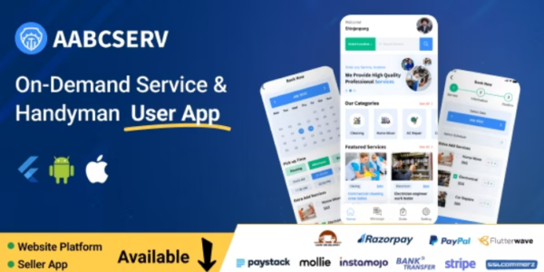 Aabcserv - Multivendor On-Demand Service & Handyman Marketplace Flutter User App 1.2