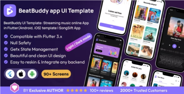 BeatBuddy UI Template: Streaming music online App in Flutter(Android, iOS) template | SongSift App