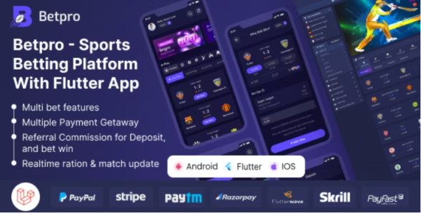 Betpro - Sports Betting Platform PHP Laravel Admin Panel With Flutter App ios and android 22 February 2024