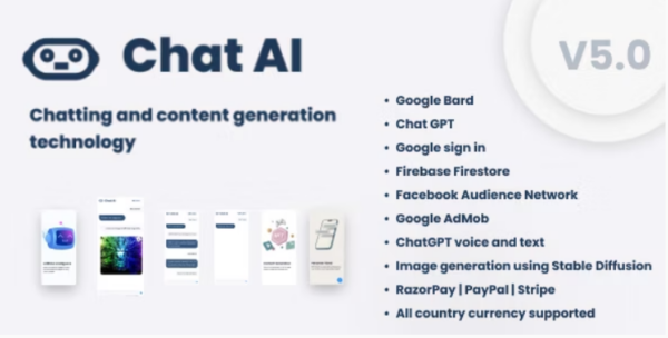 Chat Ai - Google Bard and Chat GPT 3.5 Turbo and Stable Diffusion Ai Flutter App 5.0