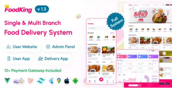 FoodKing - Restaurant Food Delivery System with Admin Panel & Delivery Man App | Restaurant POS 2.7