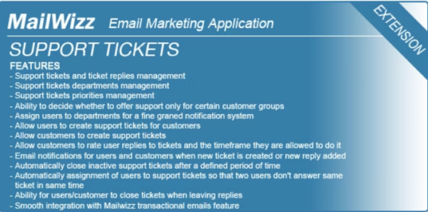 Support tickets system for MailWizz EMA 18 June 2021