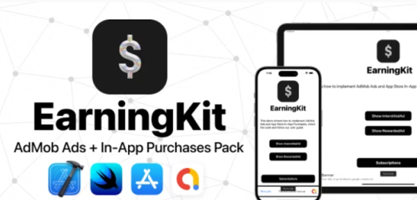 EarningKit SwiftUI: AdMob Banner, Interstitial, Rewarded Ads + StoreKit 2 Subscription Models